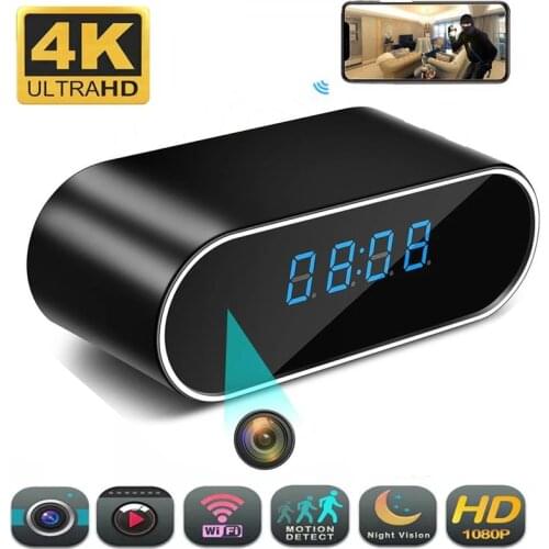 4K HD Clock Camera Wireless WIFI Camera Micro Cam IR Night View Alarm Camcorder Digital Watch Video Mini DVR Oculta Small Cam