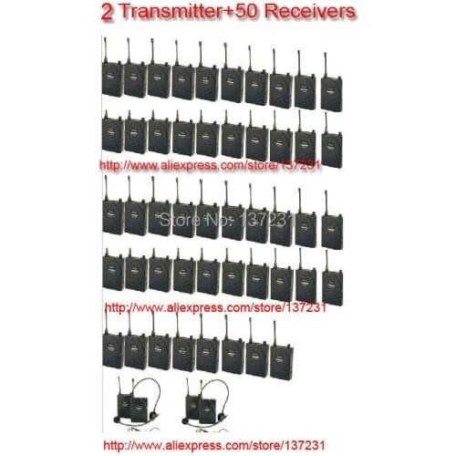Hot Takstar UHF-938/ UHF 938 frequency Wireless Tour Guide System 50m Operating Range 2 Transmitter 50Receivers for Tour guiding
