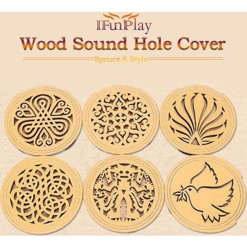Spruce Wood Sound Hole Cover Block for 41" Acoustic Guitar Multi Style Guitar Mute SoundHole Case for Folk Guitar