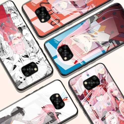 Anime Darling in the franXX for Xiaomi POCO X3 NFC F3 M2 X2 F2 Redmi K30 Redmi Note 9 Pro Luxury Tempered Glass Phone Case Cover