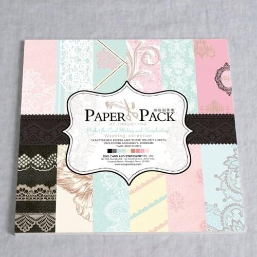 ENO Greeting 24sheets Vintage Wedding Scrapbooking Paper Set 6 Inch Wedding Card Making Background Papers Paper Craft Supplies