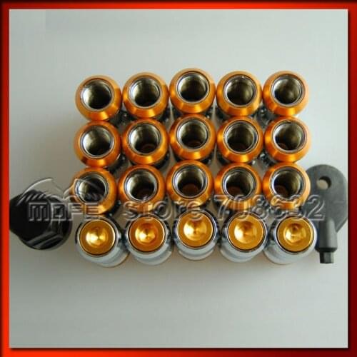 Original Logo M12 * P1.25 44mm Close End Formula Lock Nuts For Wheels Gold