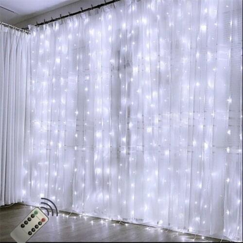 6x2.5LED Curtain Icicle Fairy String Light Christmas Garland Wedding Party Fairy Lights Remote control Window Garden Decor