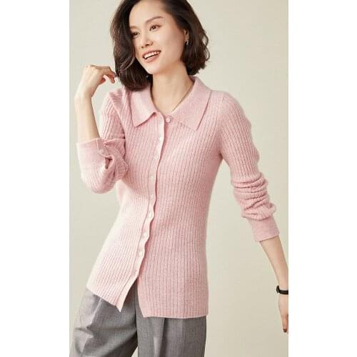 New Autumn Winter Womens Cardigan 100% Goat Cashmere Knitted Sweaters Tops Outwear Full Sleeve Standard Female Shirts