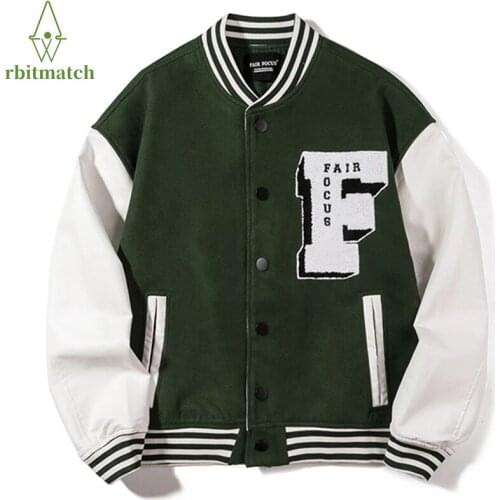 Hip Hop Furry Letter Block College Jackets Mens Harajuku Patchwork Unisex Bomber Varsity Jacket Women Baseball Coats Outerwear