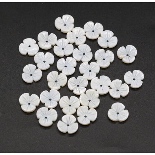 Hot Sale Natural White Shell Charms Carved Three Petal Flower Loose Beads for Jewelry Making DIY Crafts Earrings Accessories