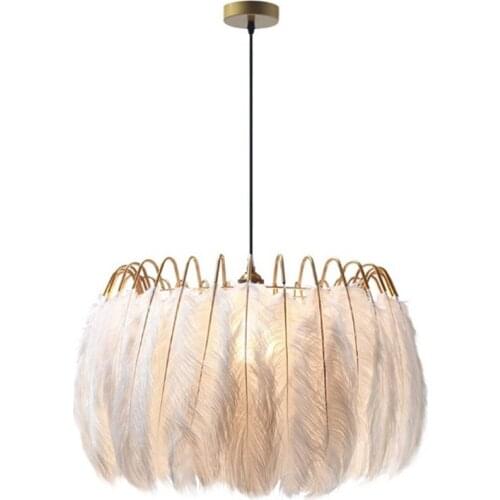 Feather chandelier modern minimalist living room warm romantic personality childrens room bedroom study lamp
