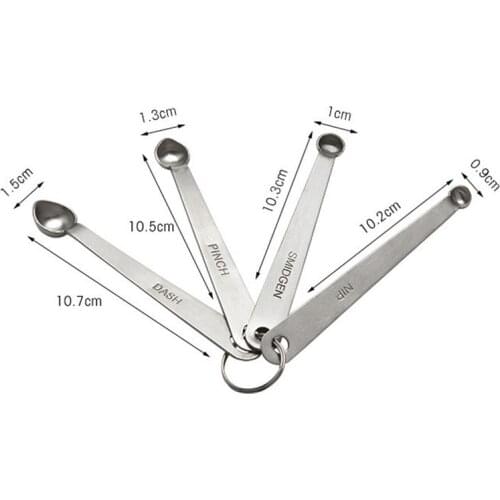 4pcs/Set Small Measuring Spoon Stainless Steel Coffee Measuring Spoons Tea Seasoning Multiple Size Measuring Spoon Kitchen Tools