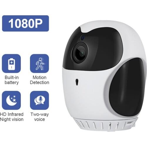 Wifi Camera Indoor Full HD Mini IP Camera 1080P WiFi PTZ Two Way Audio Wireless 4X Digital Zoom Rechargeable Battery Security