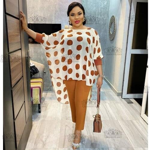 2021 Dashiki African New Fashion Suit (Dress and Trousers)Bat SLeeve Suit Super Elastic African For Lady(YDTZ#)