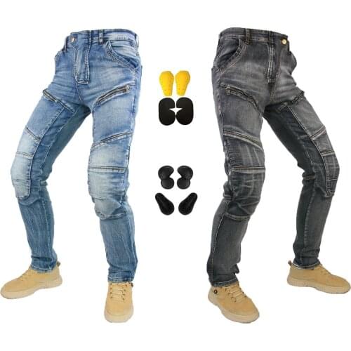 New High-quality MOTO Pants Aramid Elastic Handsome Slim Jeans With Zipper Riding Knight Pants Racing Jeans With Kevlar In Knee