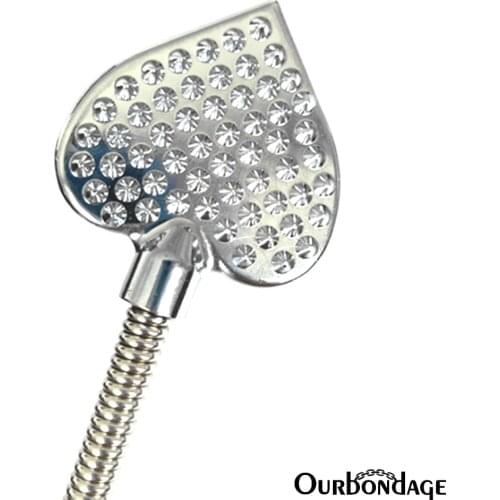 Ourbondage Alloy Diamond Shape Heart Shape Straight Prop Flogger Spanking Cane Riding Crop Stick Exotic Costumes Adult Sex Toys