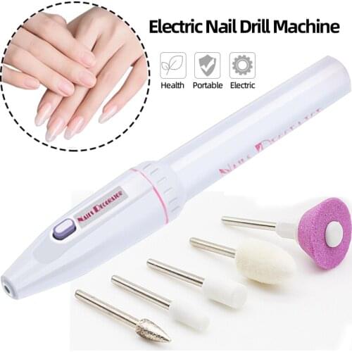 Professional Electric Nail Drill Machine Mini Portable Manicure Machine Pedicure Nail File Nail Art Tools With 5 Sanding Heads