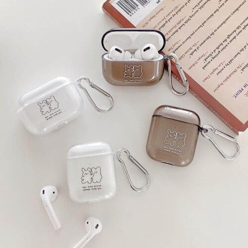Transparent Case for Apple AirPods 2 Pro Cases Cute Rabbit Bear Earphone Cover Funda for AirPod 2 3 Air Pods Charging Box Bags