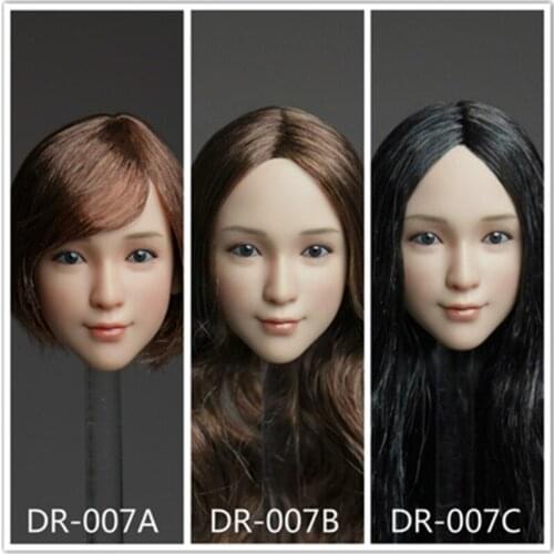QI AN TOYS 1:6 DR-007 wheat color cartoon cute girl head carving beautiful girl suitable for 12-inch female dolls in stock