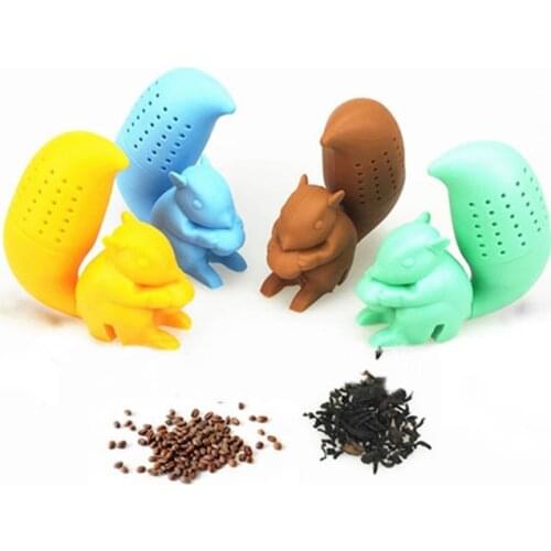 1 PC Tea Strainer Diffuser Accessories Brewing Tea Device Reusable Silicone Herbal Spice Filter Tea Infuser Squirrel Shape