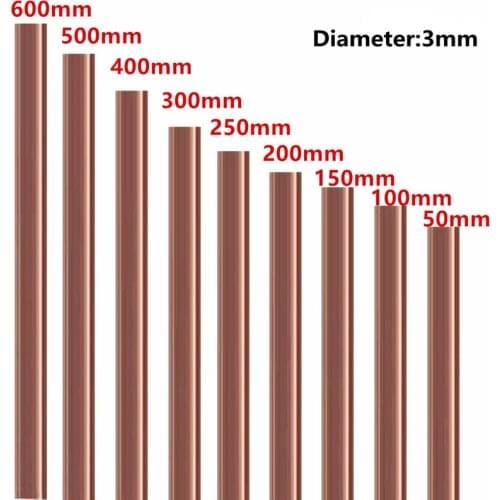 3mm Diameter Copper Round Bar Rod Milling Welding Metalworking 50-500mm Length Pure copper bar flexible Conductive durable