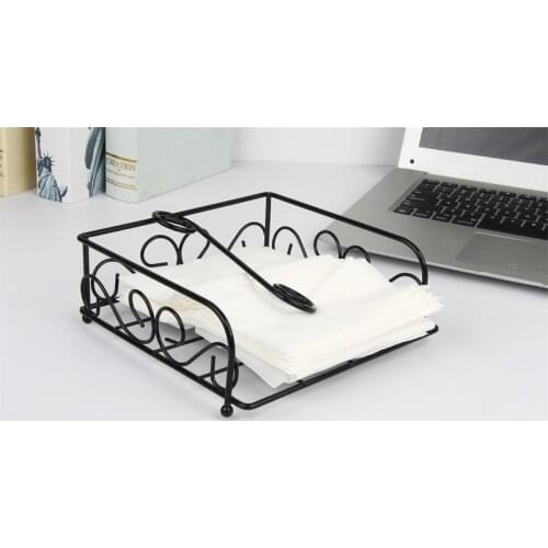 Simple wrought iron kitchen paper towel basket hotel restaurant paper towel rack family party table napkin storage rack
