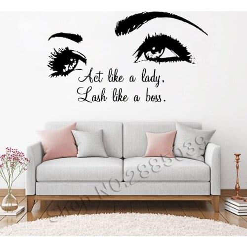 Act Like a Lady Lash Like a boss Phrase Wall Decal Quote Home Decor Living Room Eyelashes Extensions Vinyl Wall Stickers LL2120