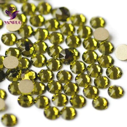 YANRUO 2088NOHF Flatback Olivine Green All Size Bling Glass Decorative Crystals Cold Fixation Adhesive Rhinestones for Clothing