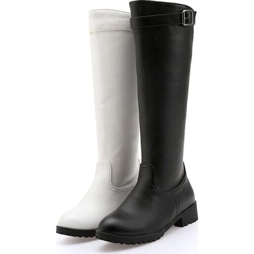 New Style Knight Boots Autumn Winter Women Increased Metal Zipper Ladies Shoes Low-Heeled Non-Slip Solid Color Knee High Boots