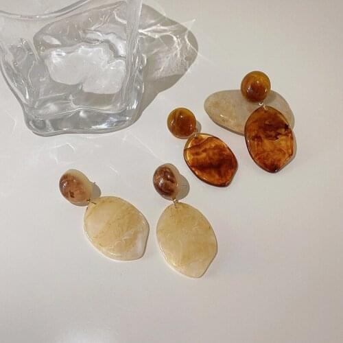 2021 New Vintage Irregular Resin Geometric Acrylic Pendant Earrings for Women Girls Jewelry Korean Fashion Colorful Drop Earring