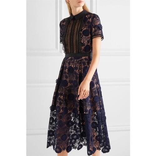 New High Quality Explosions Leisure hollow out Dresses Women Patchwork short Spring summer Casual Shirt Dress