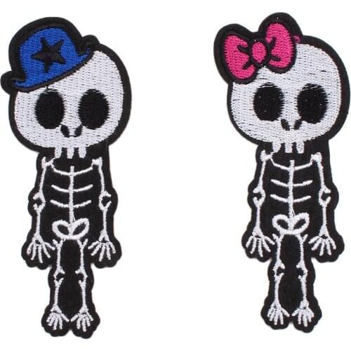10pcs/lot Embroidered Skull Patches Sew On Girl Boy Jeans Stickers Iron On Clothing Appliques DIY Jeans Bags Shoes Punk Badge