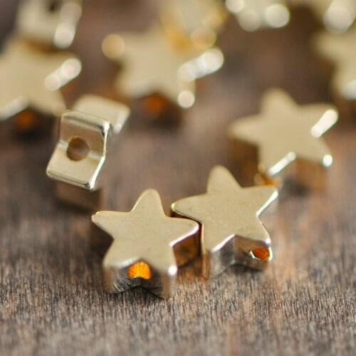 10pcs Gold plated Brass Star Beads 5/ 6/ 8mm, For Jewelry DIY Findings Accessories (GB-016)