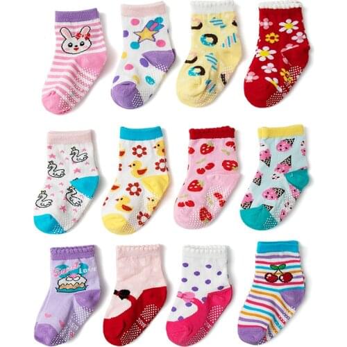 12pair Lots Girls Cartoon Cotton Socks Dispensing Non-slip Floor Socks Spring Summer and Autumn Children Socks Wholesale