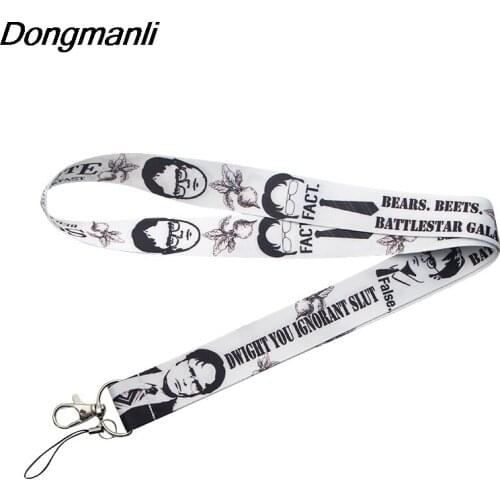 12pcs/lot DMLSKY Tv Show Dwight schrute Keychain Phone Lanyard Cartoon Punk Neck Strap for Keys ID Card Phone Lanyards M2640