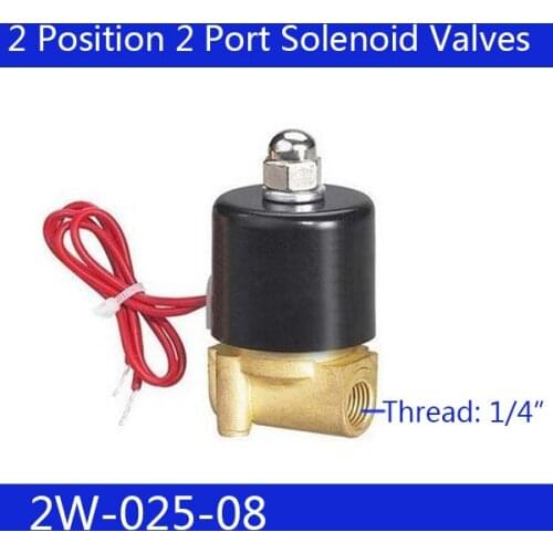 Free Shipping 1/4" 2 Position 2 Port Air Solenoid Valves 2W025-08 Pneumatic Control Valve , DC12v DC24v 220v