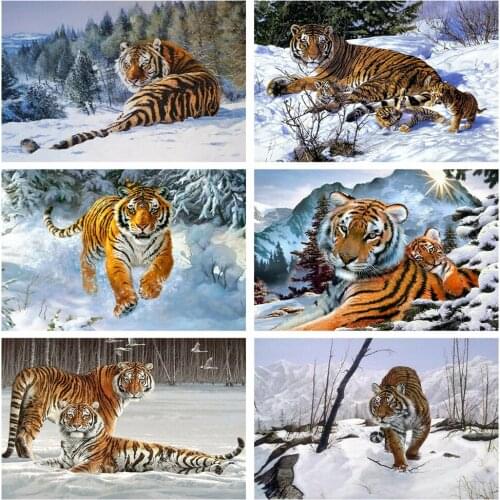 5D Diamond Painting Full Drill Square Tiger Pictures Of Rhinestones DIY Diamond Embroidery Snow Mosaic Decortion