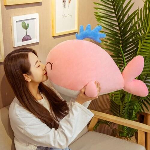 60/80cm Cute whale doll cute whale pillow Plush Stuffed Toy soft whale pillow Girl Gift