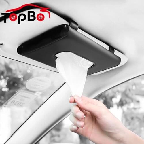 Auto Sun Visor Tissue Box Holder Towel Set Car Interior Leather Paper Storage Cover Back Seat Case Decoration Car Accessories