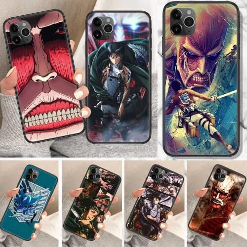 Attack on Titan Anime Phone Case For iphone 5 5S SE 2 6 6S 7 8 11 12 Mini Plus X XS XR Pro Max black fashion hoesjes soft cover