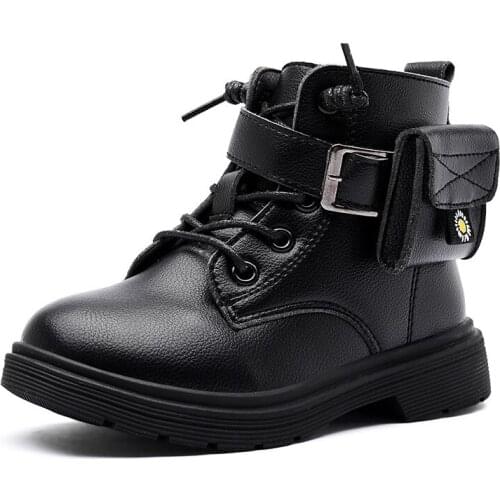 Kids Ankle Boots Boys Shoes Autumn Winter Pu Leather Children Boots Fashion Girls Boots Short Plush Warm Winter Boots Kids Shoes