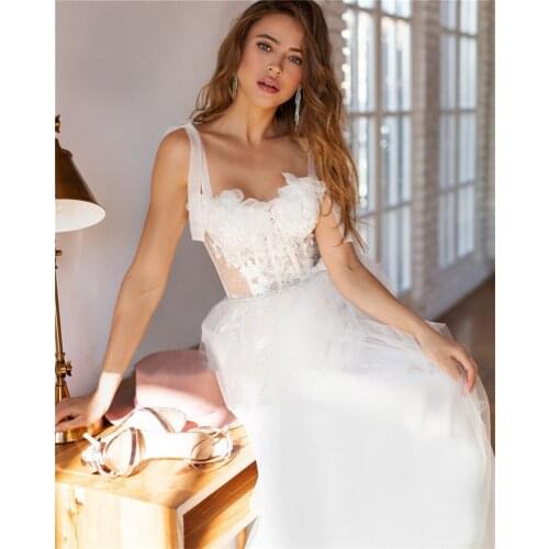 Elegant A Line Wedding Dresses Sweetheart Sleeveless Open Back Tulle Crystal Sash Romantic Country Bridal Gowns White Ivory Robe