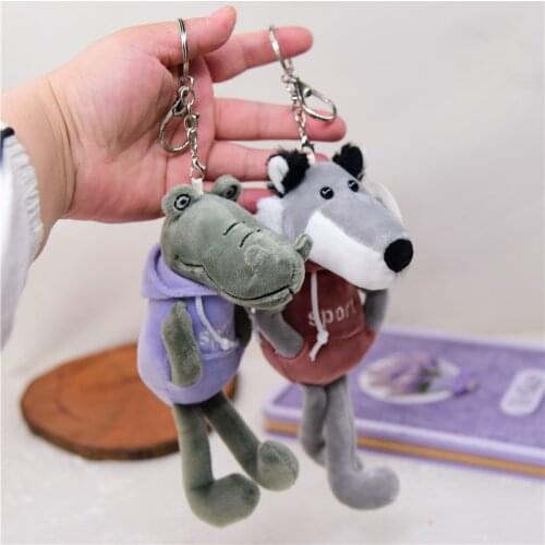 Cool new Cute Stylish soft Popular Cartoon clothed wolf baby bed pendant bag ornaments Exquisite Keychain birthday couple gift