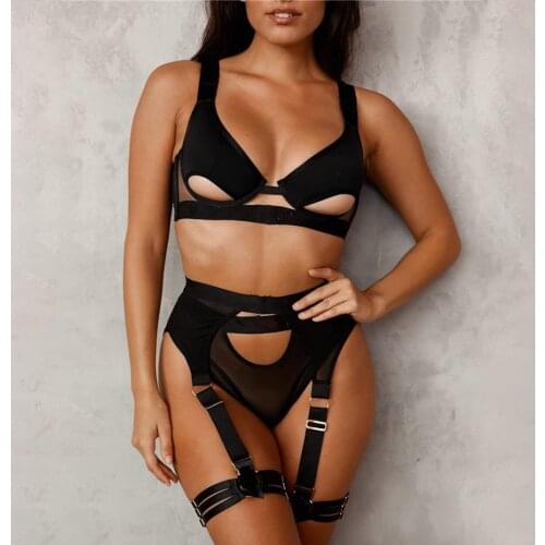 Sexy Push Up Bra And Panties Set Lingerie Hollow Out Erotic Brief Sets G-Strings Thongs Intimates Costumes Women Sexy Underwear