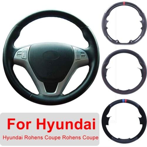 DIY Car Steering Wheel Cover Customized For Hyundai Rohens Coupe 2009 Rohens Coupe Leather Braiding Cover For Steering Wheel