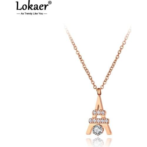 Lokaer Original Design Stainless Steel CZ Crystal Tower Charm Choker Necklace Jewelry Bohemia Pendant Necklace For Women N20192