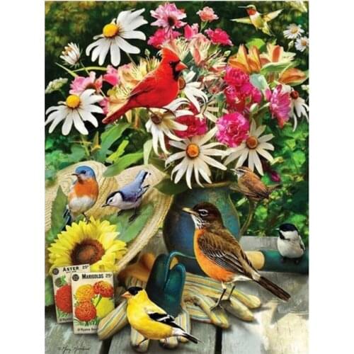 Daisy Embroidery Mosaic Craft Cardinal Bird Diamond Painting Kit Crystal Picture Wall Paper Rhinestone Drawing Christmas Gift