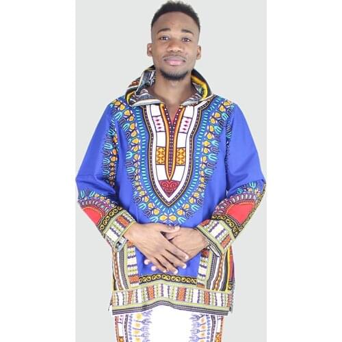 Muslim clothing mens Dashiki Pure Cotton African Hoodie Hippie Shirt Boho Caftan sarees for women in india Blue Top Unisex