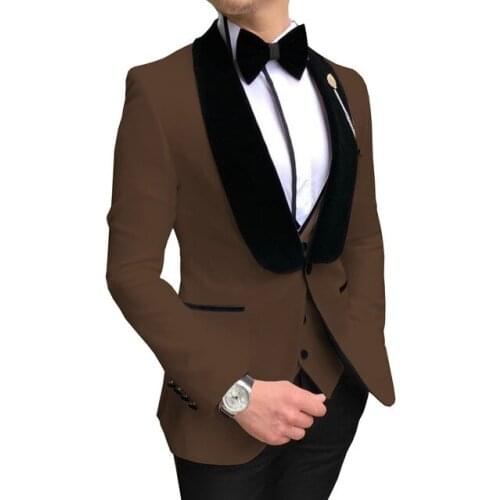 Mens Suit For Wedding Three Pieces Groom Tuxedos Blazer Men Bridegroom Suit Business Suit Party Prom Suit(Jacket+Pants+Vest)