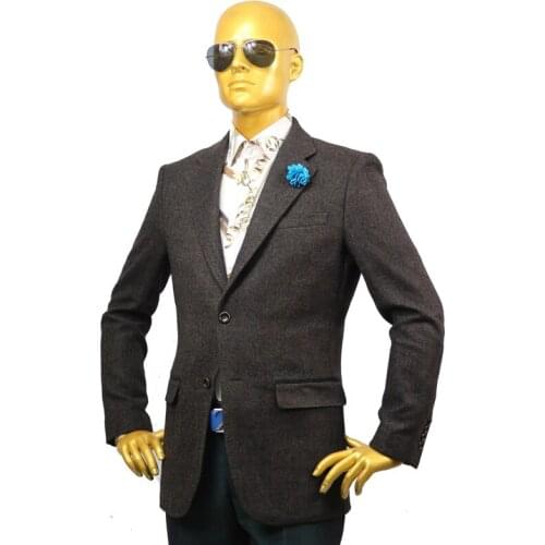 Custom tailor made Mens bespoke suits business formal wedding ware 2 pieces Jacket coat pant dark coffee plaid wool winter