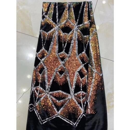 Nigerian Velvet Lace Fabric 2021 High Quality African Lace Fabric With Sequins French Lace Fabric For Dress HS35461