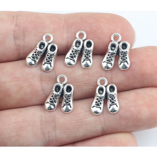 Newest 20Pcs 10*14mm Antique Silver Plated Cute Shoes Charms Keychain Bracelet Alloy Fashion Pendant For DIY Jewelry Making