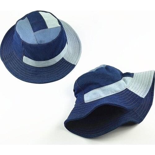 Bucket hat for women панамы winter Stitching warm denim fisherman hat mens fashion casual basin hat Warm hat 2020