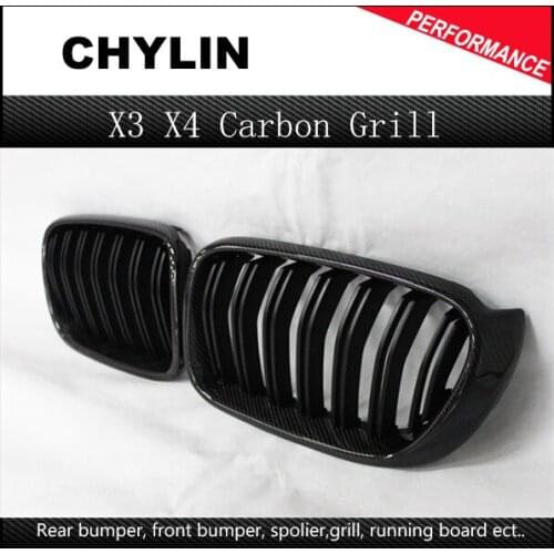 Carbon fiber material front kidney grill grille for BMW X3 X4 series F25 F26 2015+ SUV vehicles